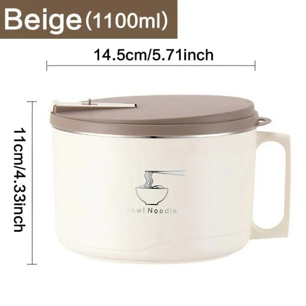 Stainless Steel Noodle Bowl | Large Capacity | Soup & Rice | Brown, Grey & Beige