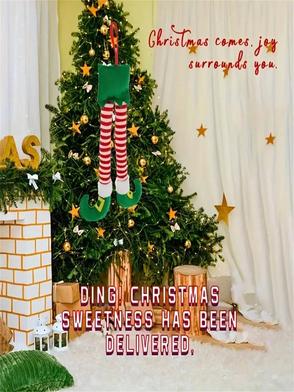 Christmas Elf Legs Decoration | Car Boot & Tree Hanging Pendant | Green & Red