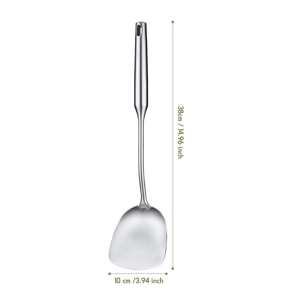 Stainless Steel Wok Utensil Set | Spatula, Ladle & Slotted Spoon | 15" All-Metal