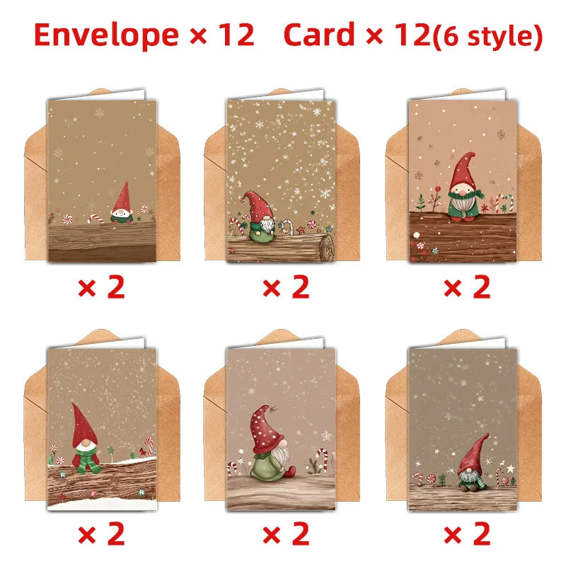 Christmas Greeting Cards with Envelopes | Festive Santa Hat Postcards | Pack of 12 or 24