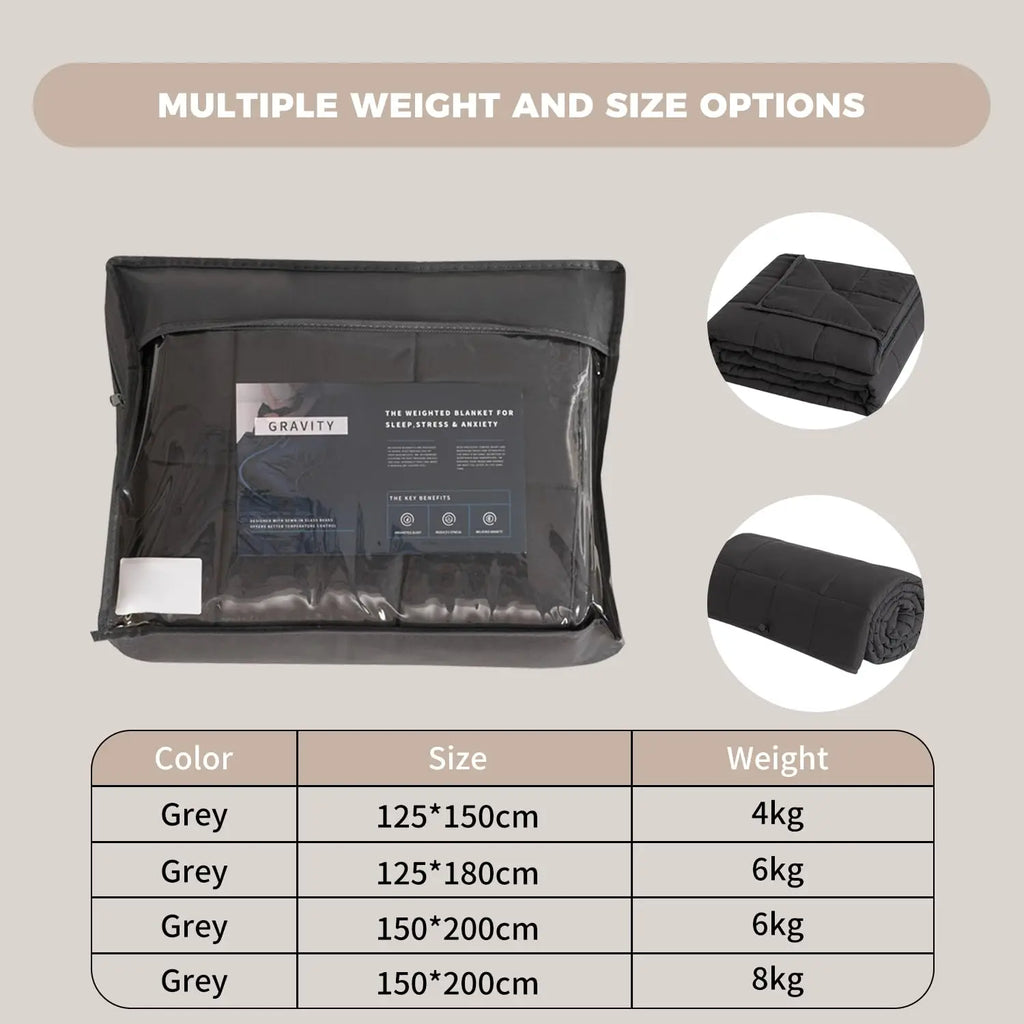 Good Nite Weighted Blanket – 4kg, 6kg & 8kg, Grey Microfibre, Adults