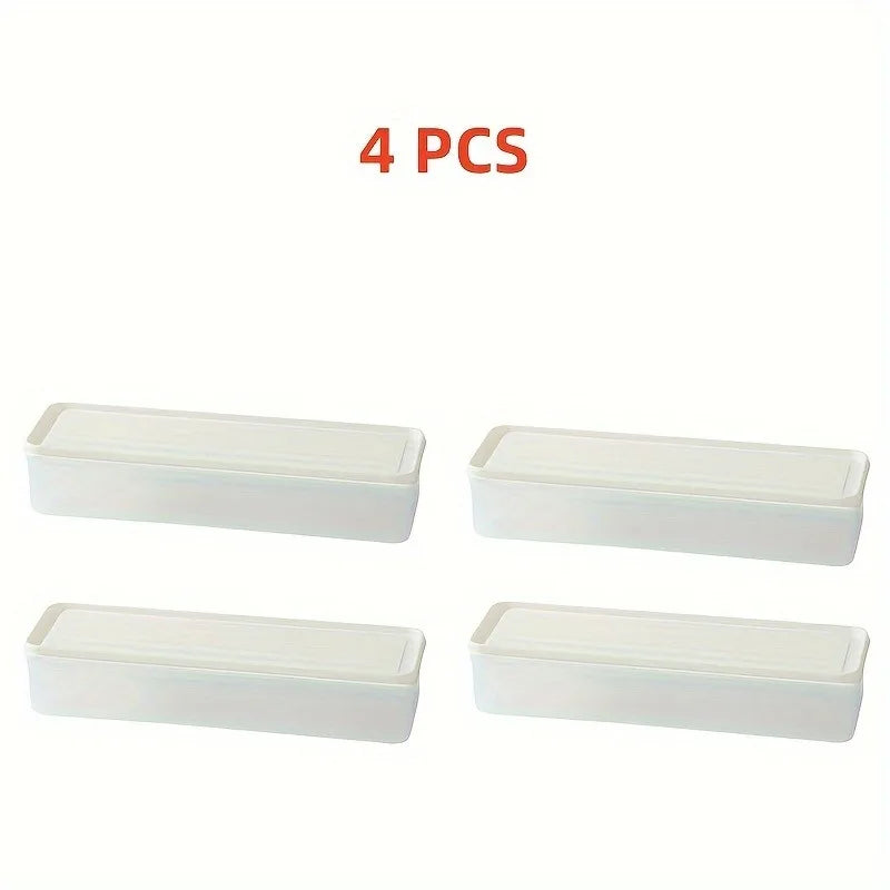 Rectangular Food Storage Containers – Set of 4 Clear Plastic Fridge Organiser Boxes