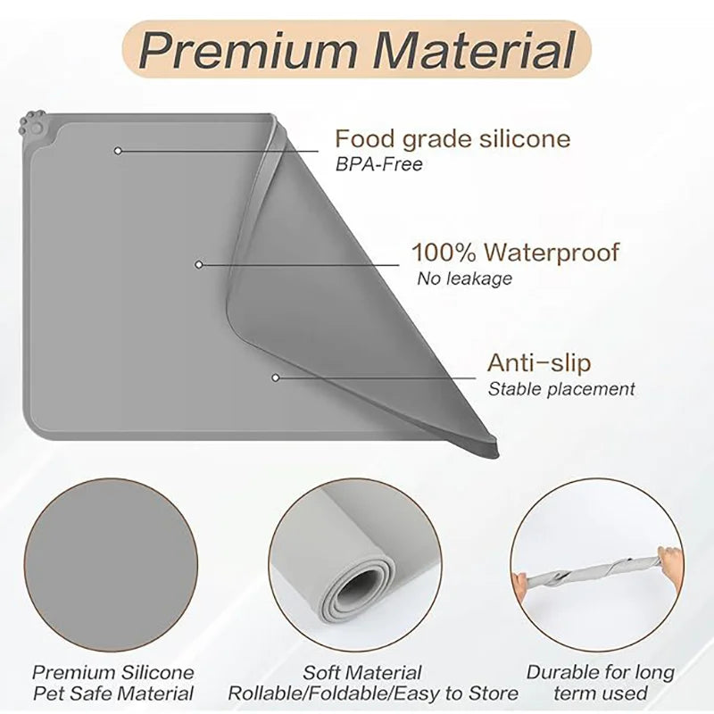 Silicone Pet Feeding Mat – Waterproof Non-Slip Food & Water Bowl Placemat for Cats & Dogs