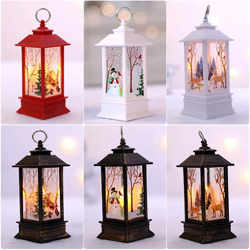 Christmas Lantern Light Decoration | Festive Tree Ornament & Home Decor | Red, Black & White