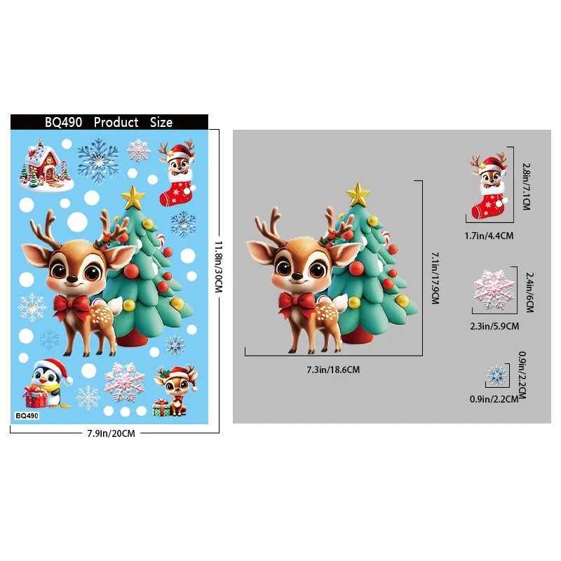 Christmas Window Stickers | 10 Festive Designs | Gingerbread Man, Santa, Snowman & More | Xmas Decor