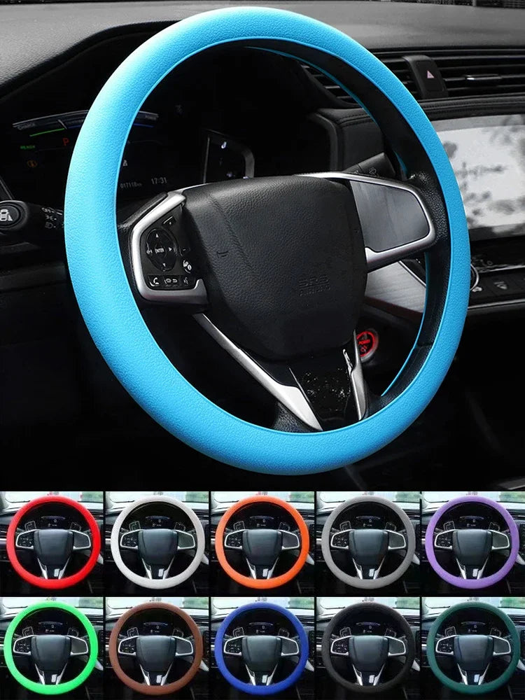 Silicone Steering Wheel Cover | Non-Slip Breathable Universal Fit 38cm | 14 Colours | Car Accessory