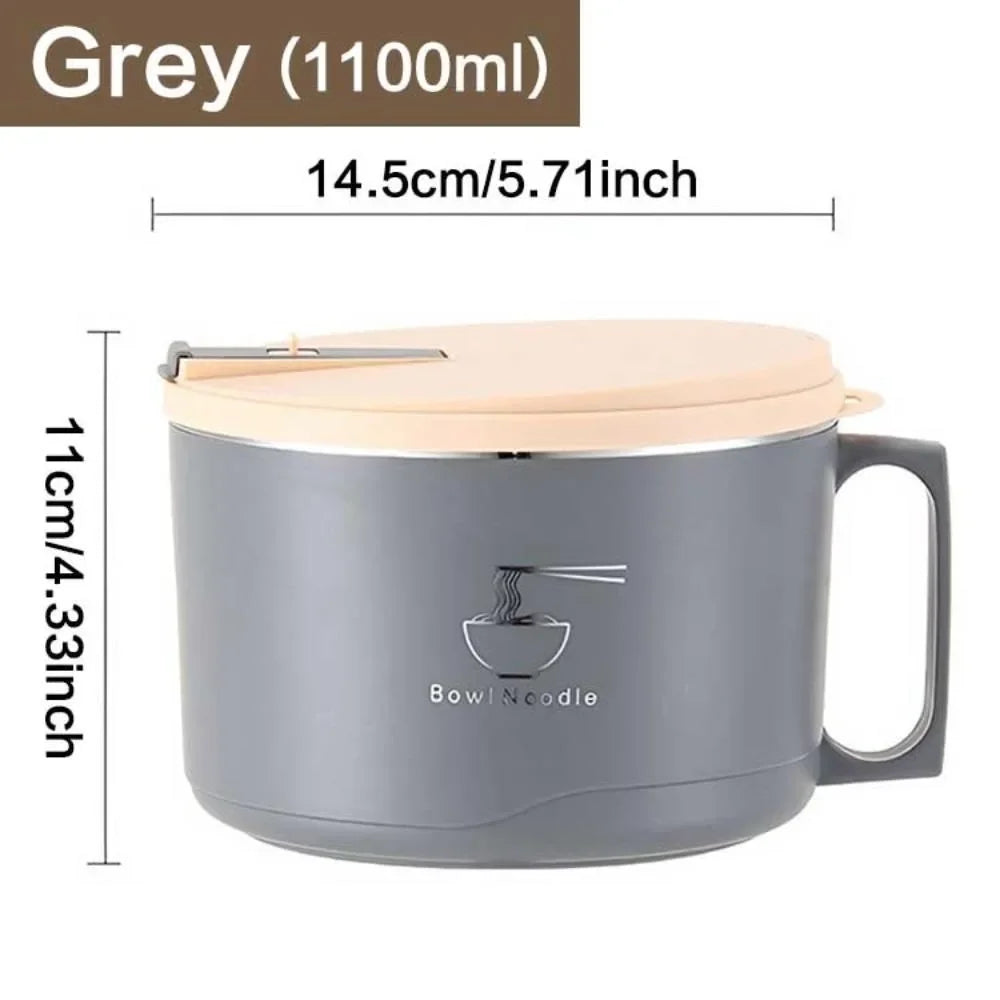Stainless Steel Noodle Bowl | Large Capacity | Soup & Rice | Brown, Grey & Beige