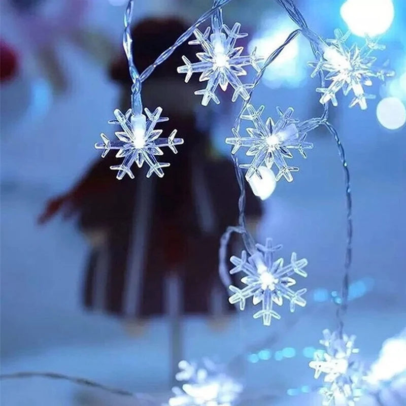 Snowflake Fairy Lights – LED String Lights, Battery/USB Powered
