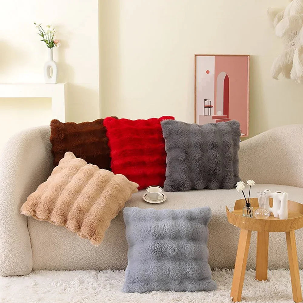 Soft Fur Cushion Cover, 45 x 45 cm | Plush Square Pillowcase