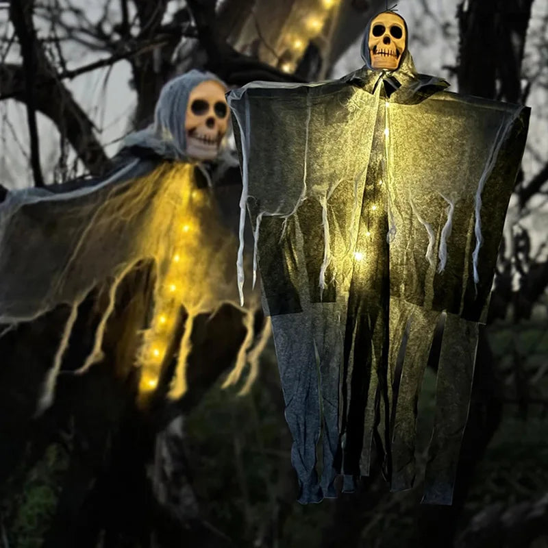 Halloween Glowing Skull Skeleton Hanging Ghost Decoration – Indoor & Outdoor Horror Party Prop