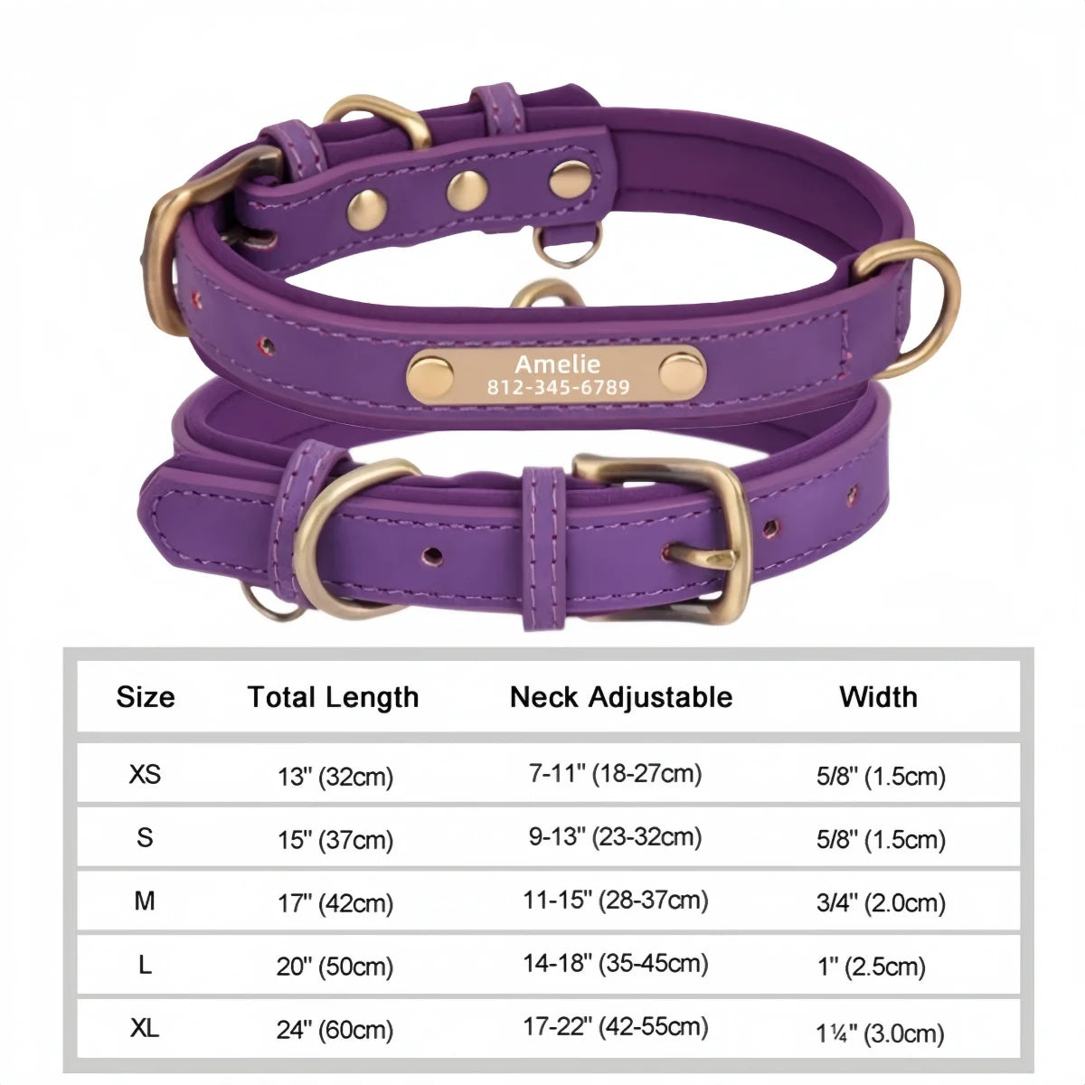 Personalised Leather Dog Collar | Free Engraving | XS–XL | 9 Colours