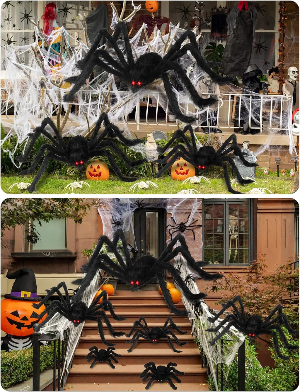 Giant Black Plush Halloween Spider – Poseable, Multi-Size