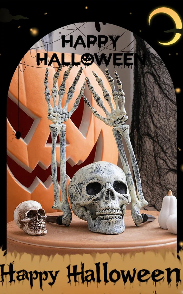 Halloween Skeleton Head & Hands Yard Decorations