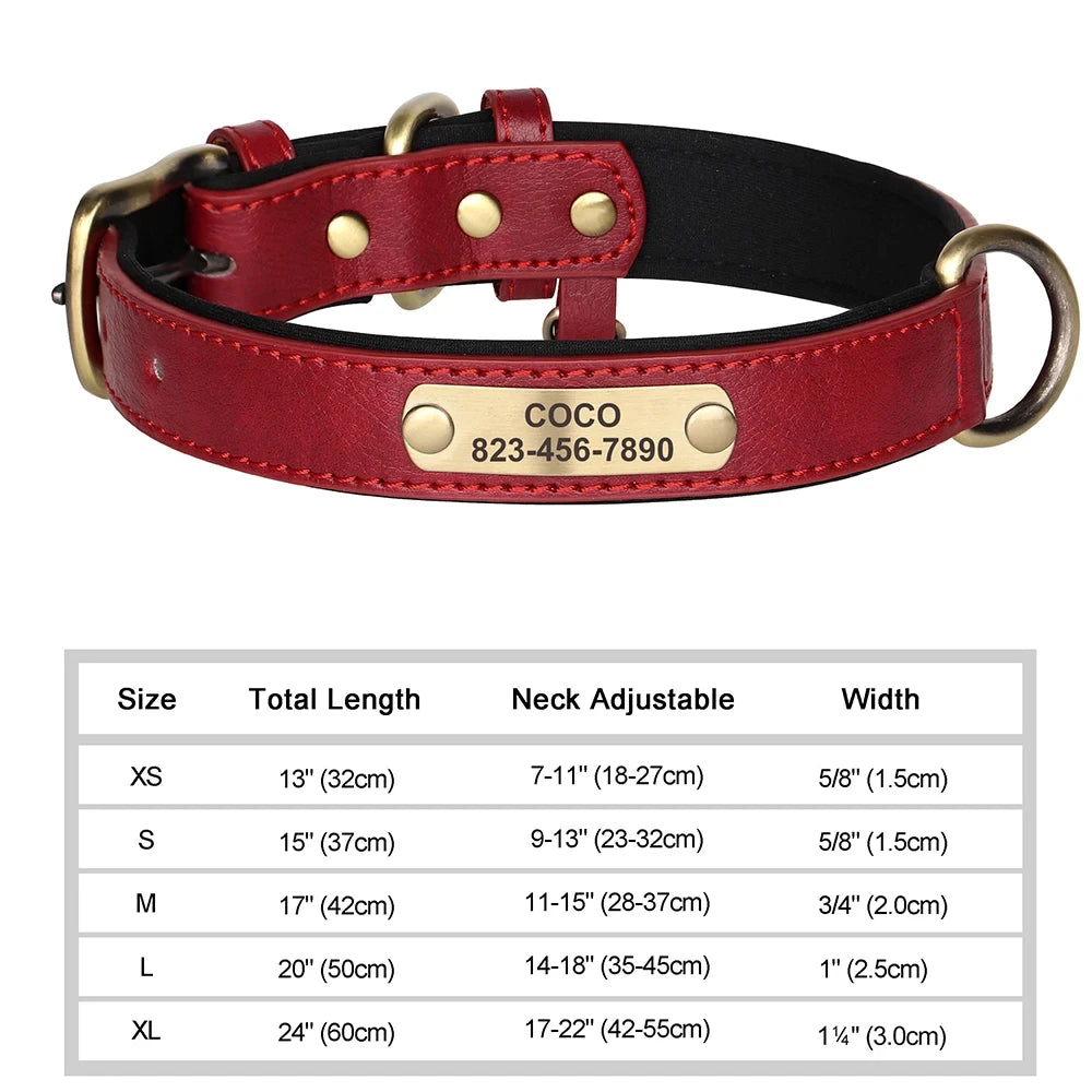 Personalised Leather Dog Collar | Free Engraving | XS–XL | 9 Colours