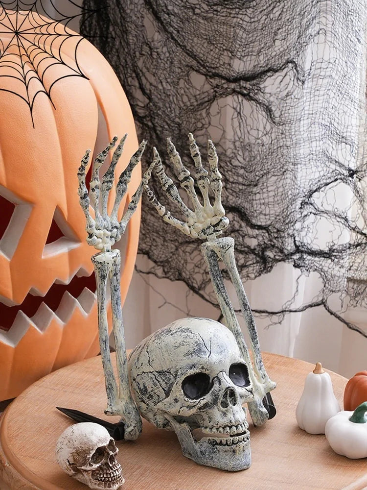 Halloween Skeleton Head & Hands Yard Decorations