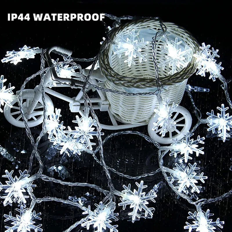Snowflake Fairy Lights – LED String Lights, Battery/USB Powered