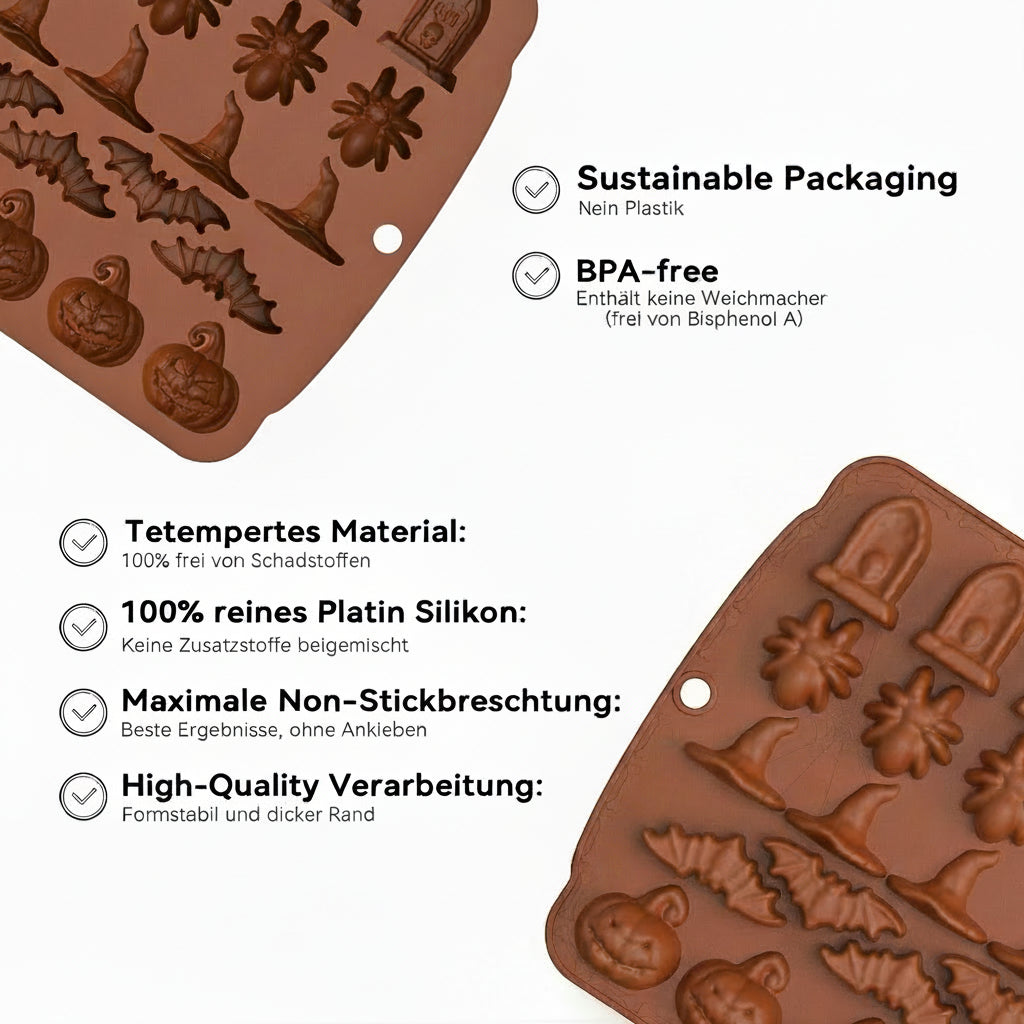 3D Halloween Silicone Baking Mould | Skull, Brain, Pumpkin & Zombie | Food Grade | Cake, Chocolate & Ice | Party Decoration
