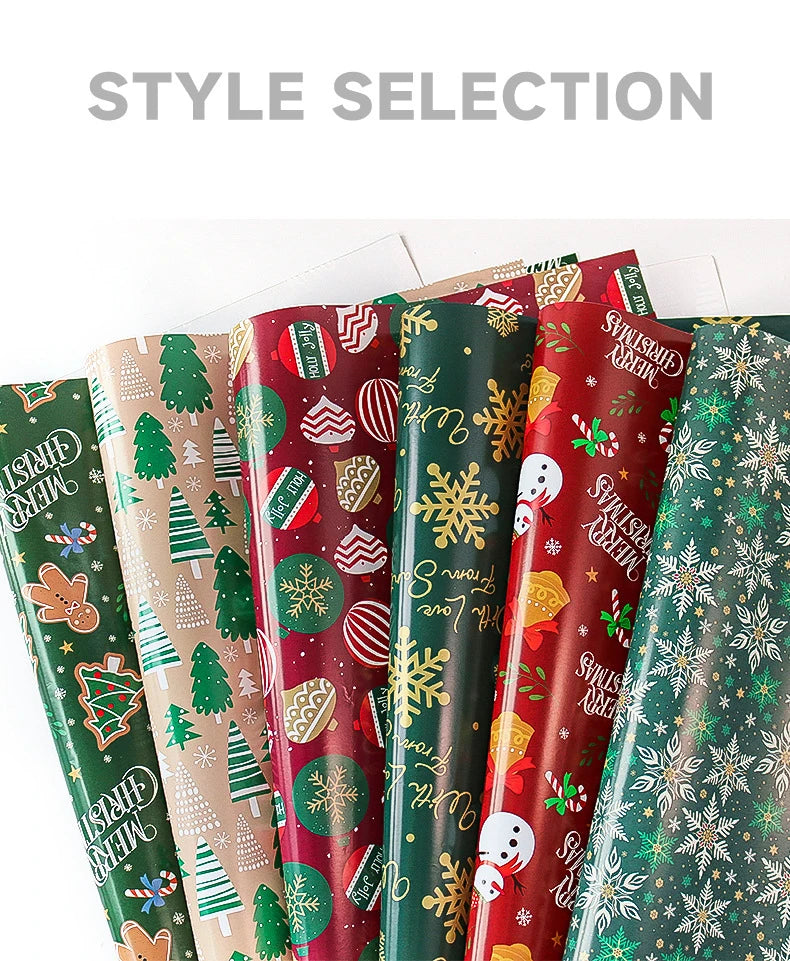 Christmas Wrapping Paper Set | 6 Sheets | 50x70cm | Red & Green Xmas Designs | Thick 150-225gsm