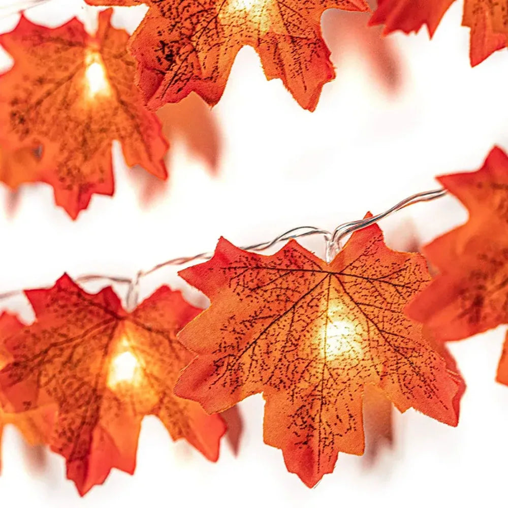 Halloween LED Maple Leaf String Lights | Artificial Leaf Garland | USB or Battery | 2M, 3M & 6M | Indoor Home Decoration