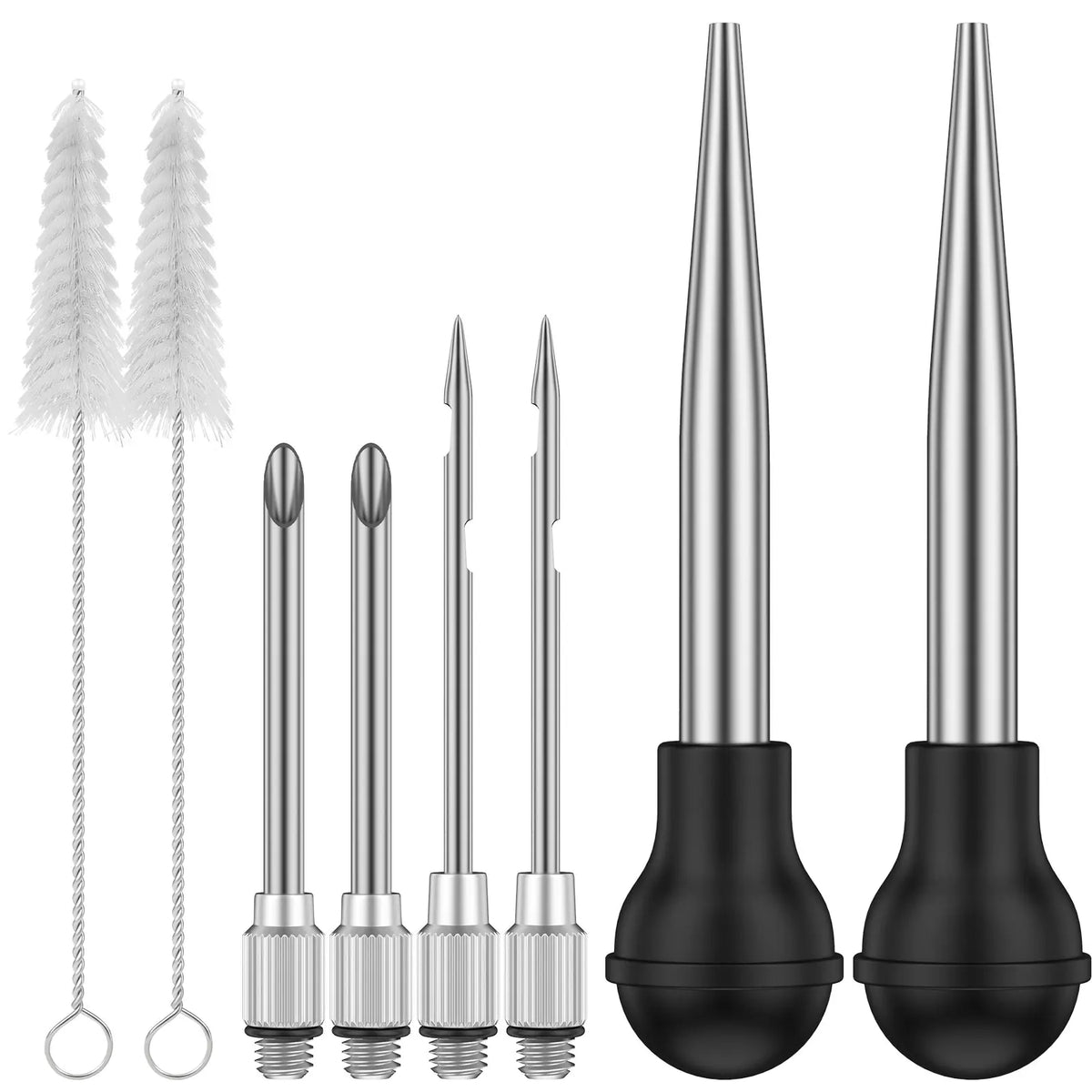 Stainless Steel Turkey Baster & Marinade Injector Set with Cleaning Brush