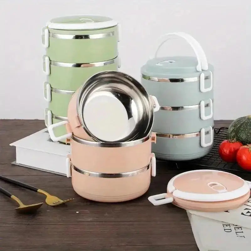 Stainless Steel Insulated Lunch Box | Stackable Bento Food Container | 1, 2, 3 or 4 Tier | Office & Travel