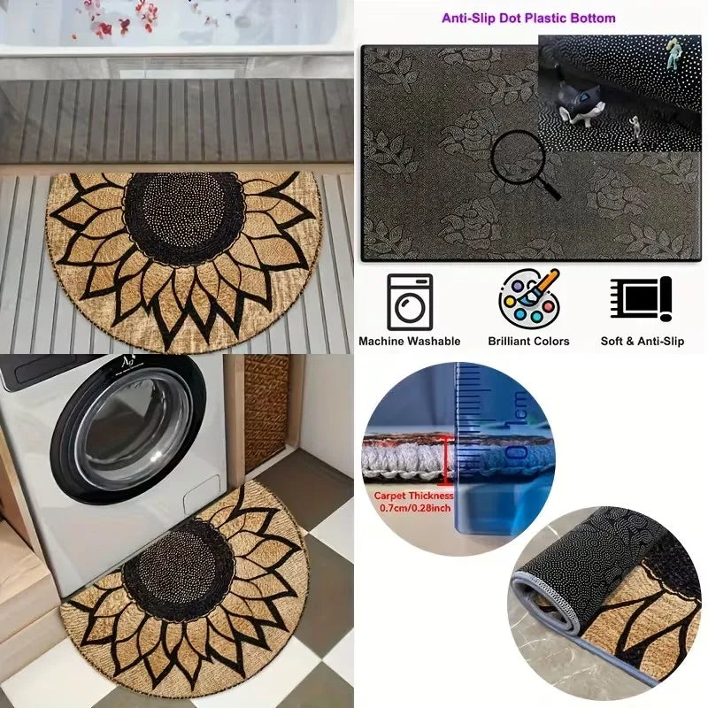Retro Vinyl Record Half Round Doormat | Non-Slip Entrance Mat