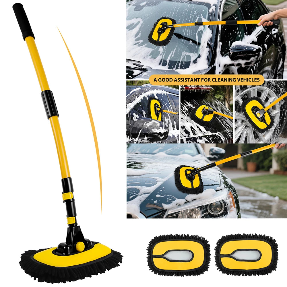 Extendable Car Wash Brush with Rotating Head & Storage Bag