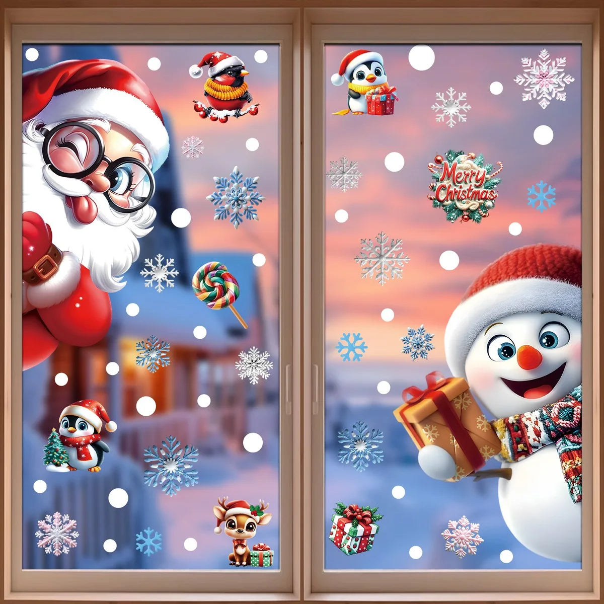 Christmas Window Stickers | 10 Festive Designs | Gingerbread Man, Santa, Snowman & More | Xmas Decor