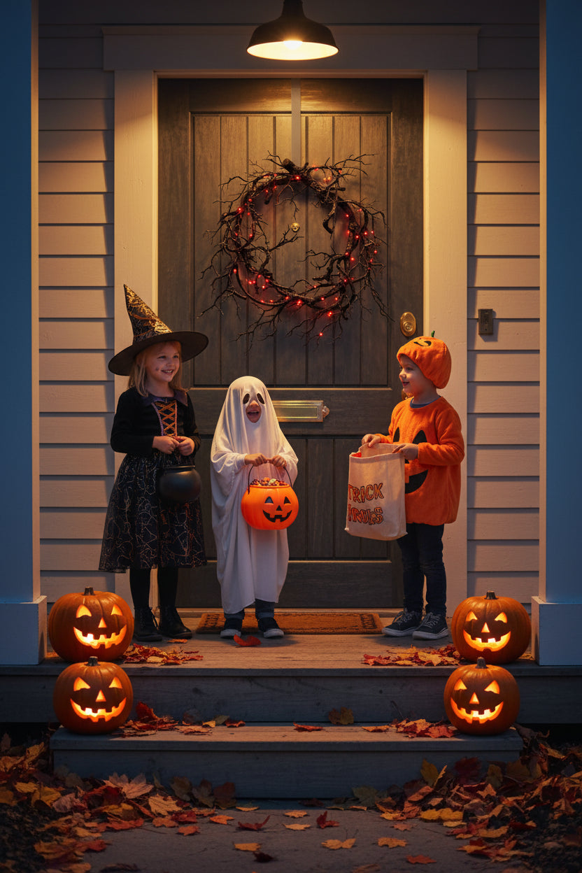Halloween Wreath with LED Lights – Black Branch Garland for Front Door & Home Decor