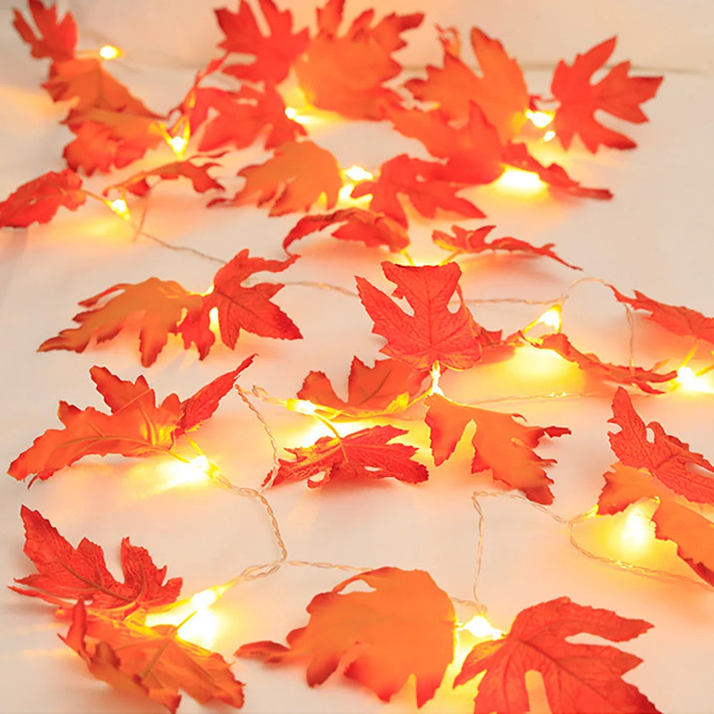 Halloween LED Maple Leaf String Lights | Artificial Leaf Garland | USB or Battery | 2M, 3M & 6M | Indoor Home Decoration