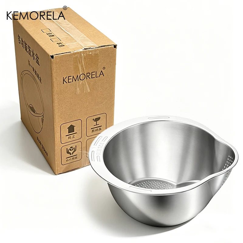 Stainless Steel Rice Washer Strainer Bowl & Colander