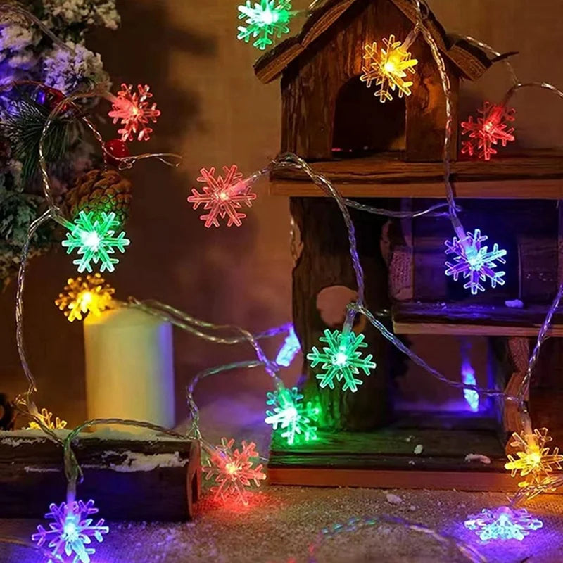 Snowflake Fairy Lights – LED String Lights, Battery/USB Powered