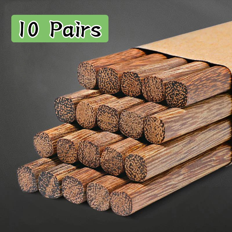 Natural Rosewood Chopsticks | 10 Pairs | Reusable Non-Slip | 25cm