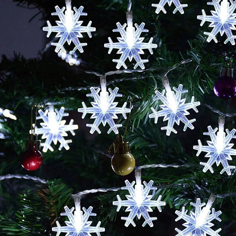 Snowflake Fairy Lights – LED String Lights, Battery/USB Powered