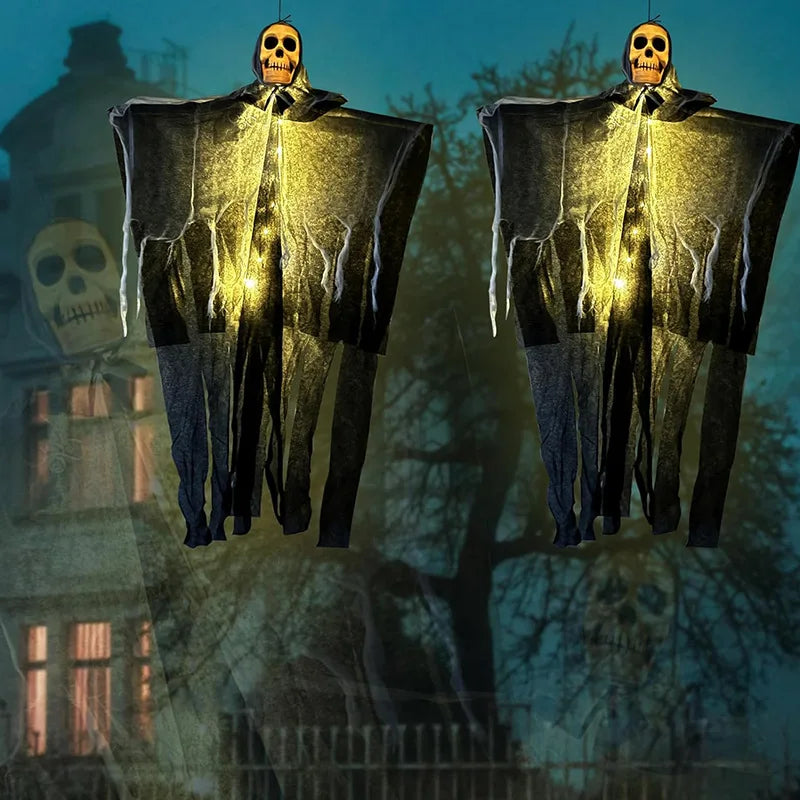 Halloween Glowing Skull Skeleton Hanging Ghost Decoration – Indoor & Outdoor Horror Party Prop