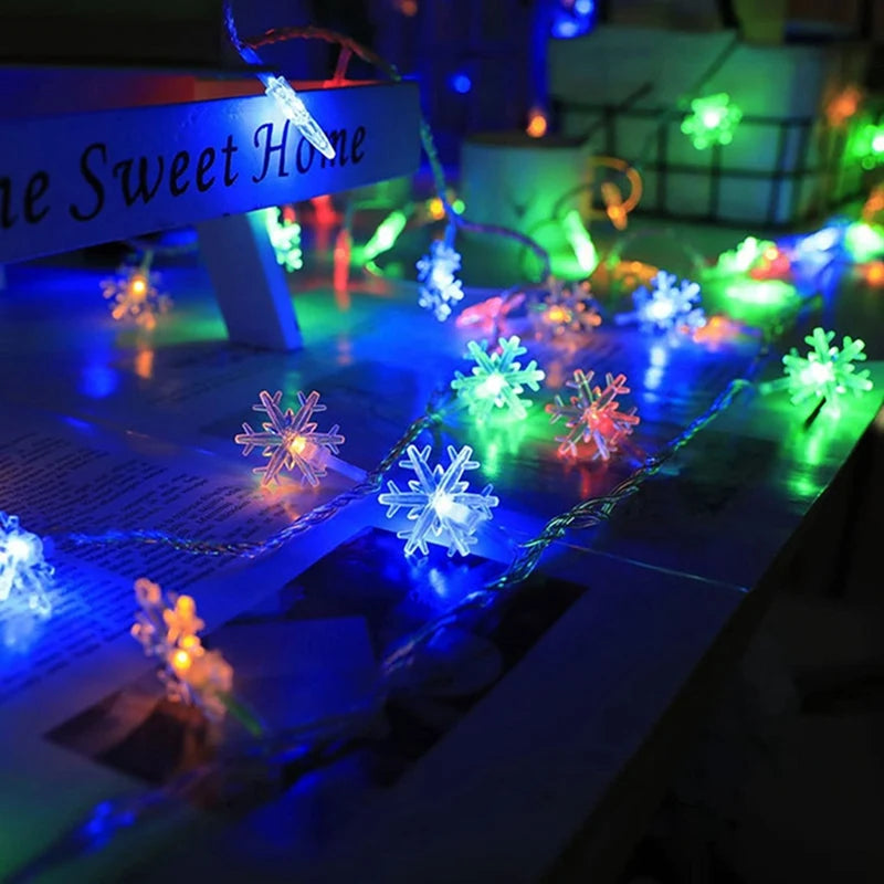 Snowflake Fairy Lights – LED String Lights, Battery/USB Powered