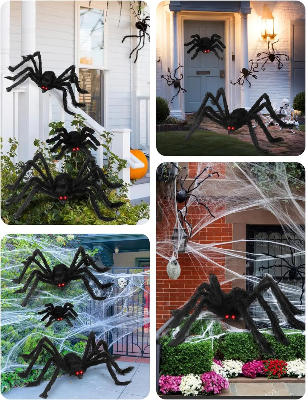 Giant Black Plush Halloween Spider – Poseable, Multi-Size