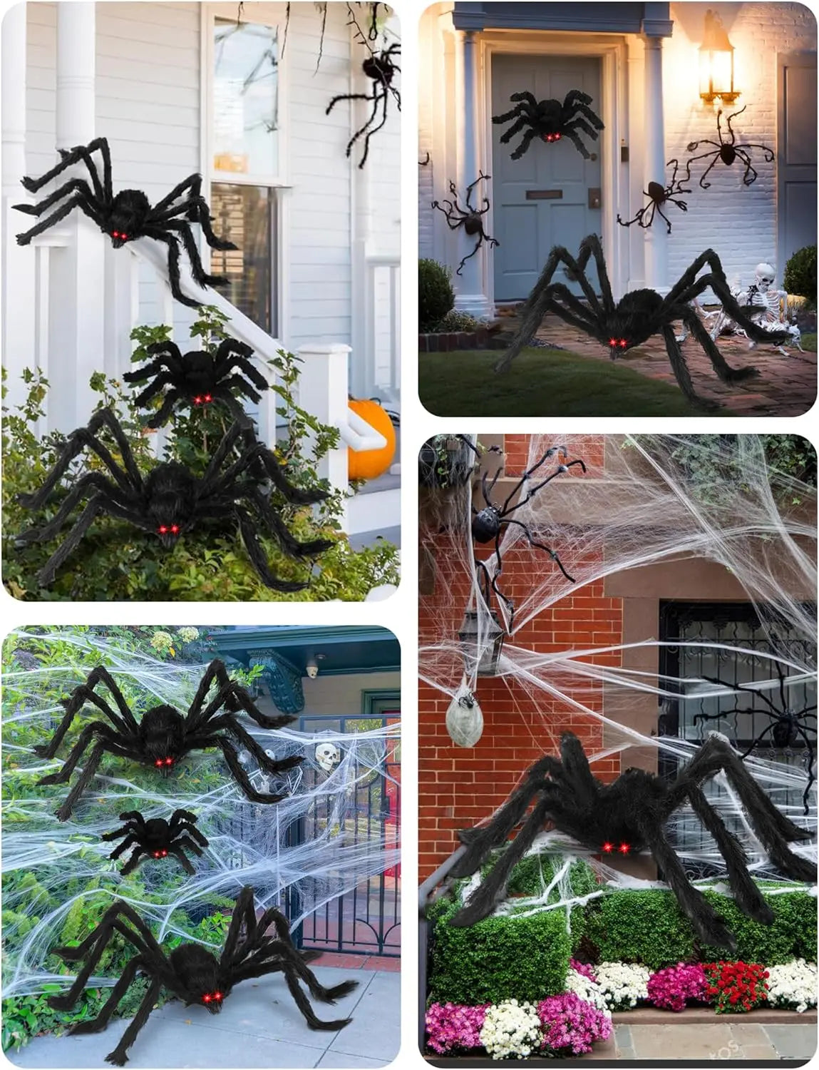 Giant Black Plush Halloween Spider – Poseable, Multi-Size