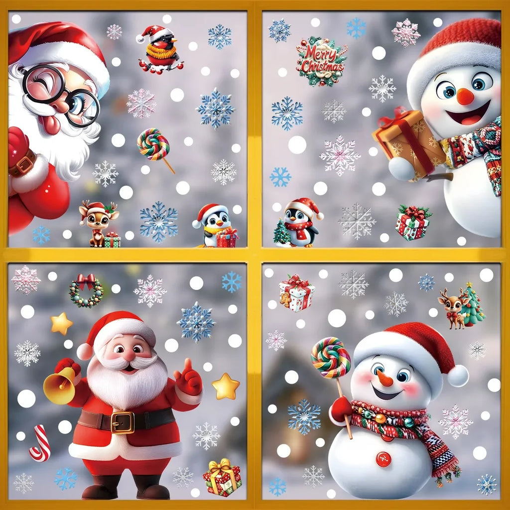 Christmas Window Stickers | 10 Festive Designs | Gingerbread Man, Santa, Snowman & More | Xmas Decor