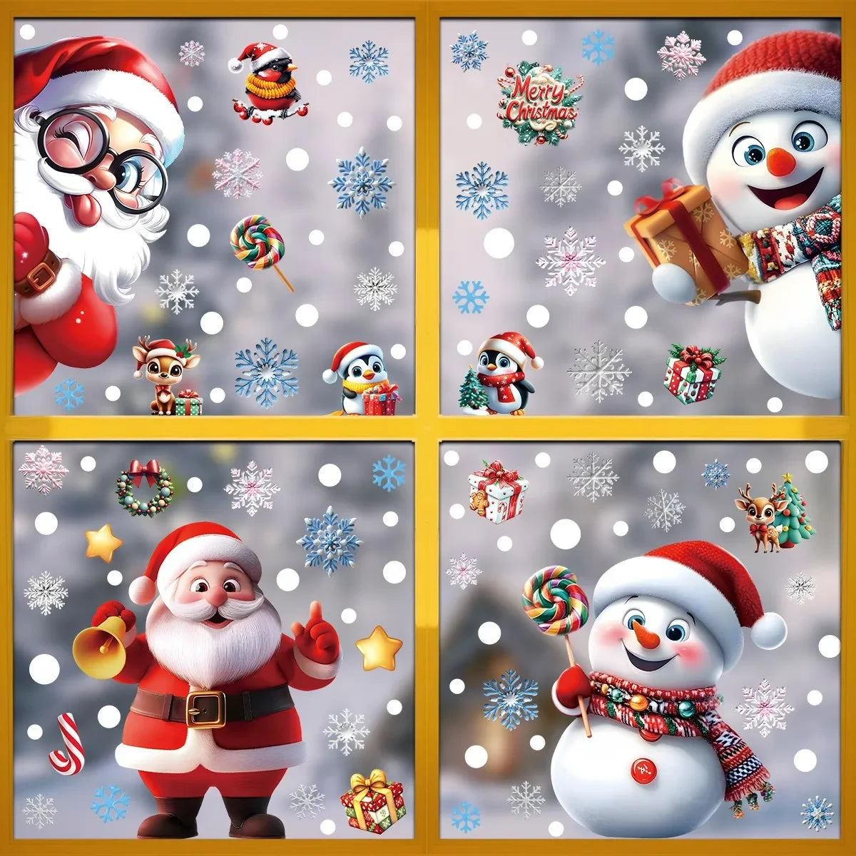 Christmas Window Stickers | 10 Festive Designs | Gingerbread Man, Santa, Snowman & More | Xmas Decor