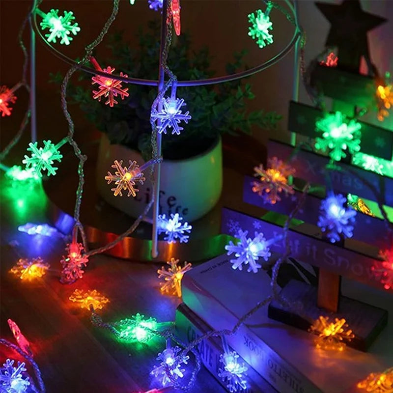 Snowflake Fairy Lights – LED String Lights, Battery/USB Powered