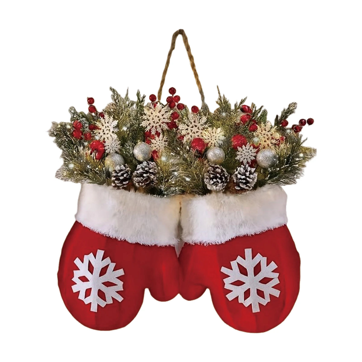 Christmas Gloves Wreath | LED Light-Up & Standard | 30cm | Indoor & Outdoor Wall Door Decoration