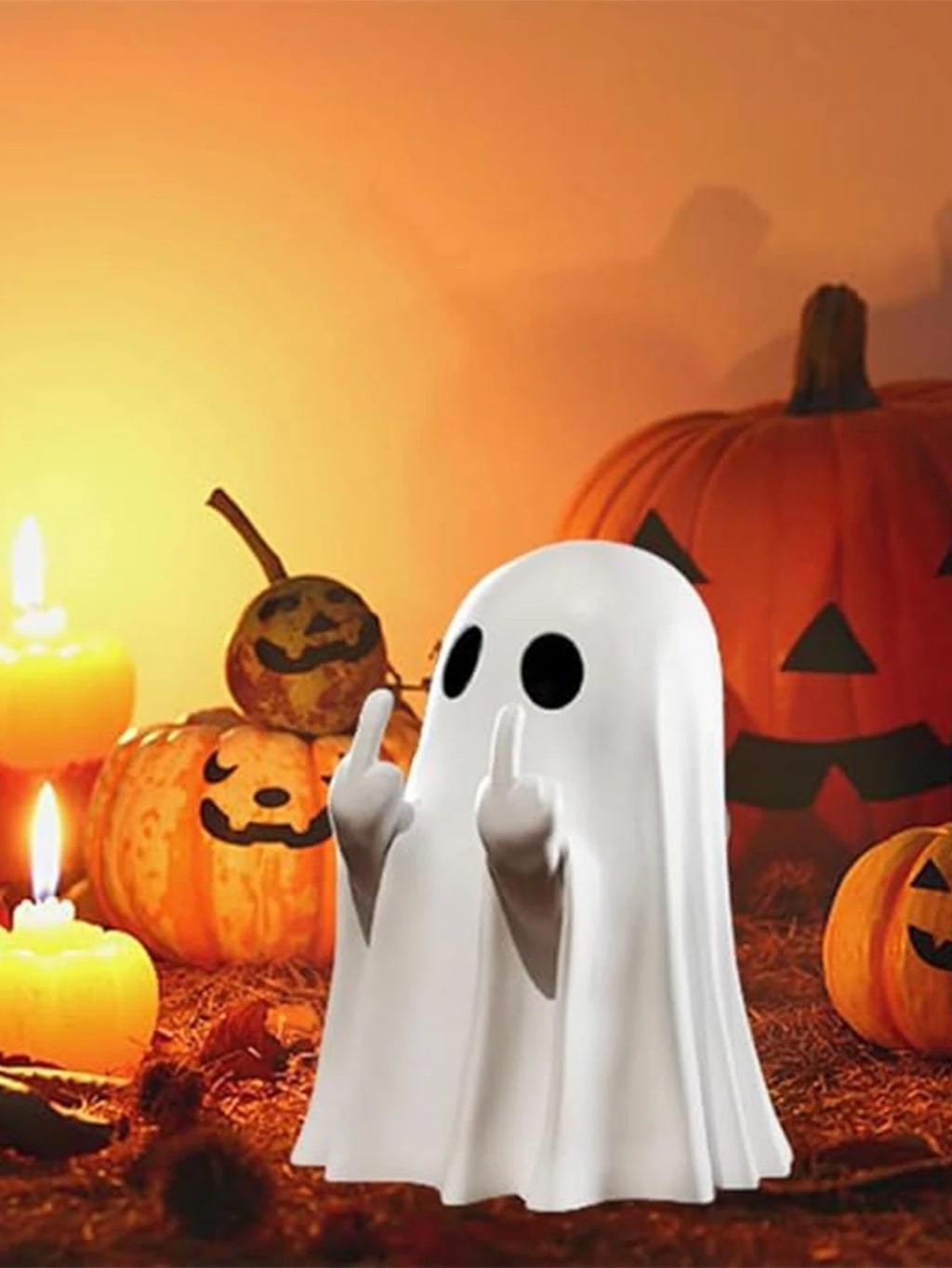 Middle Finger Ghost Statue | Funny Halloween Decoration | 7.5cm Resin Ghost Figure