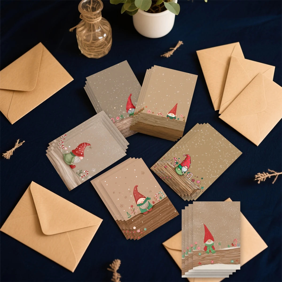 Christmas Greeting Cards with Envelopes | Festive Santa Hat Postcards | Pack of 12 or 24