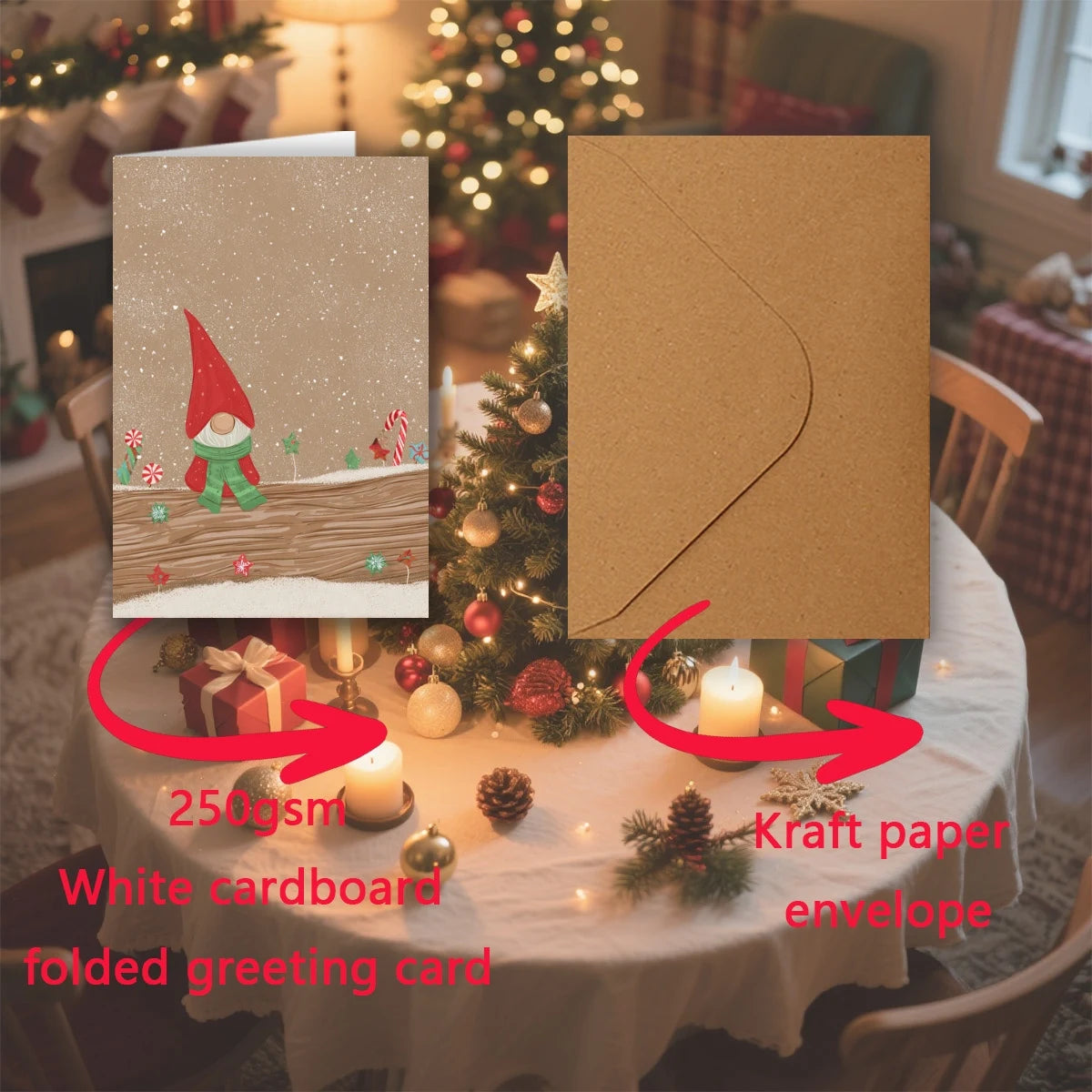 Christmas Gift Wrapping Kit - 7 Piece Set | Wrapping Paper| Tags| Paper Cutter | Storage Bag|Greeting Cards