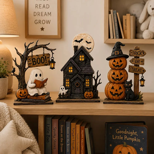3-Piece Wooden Halloween Decor Set