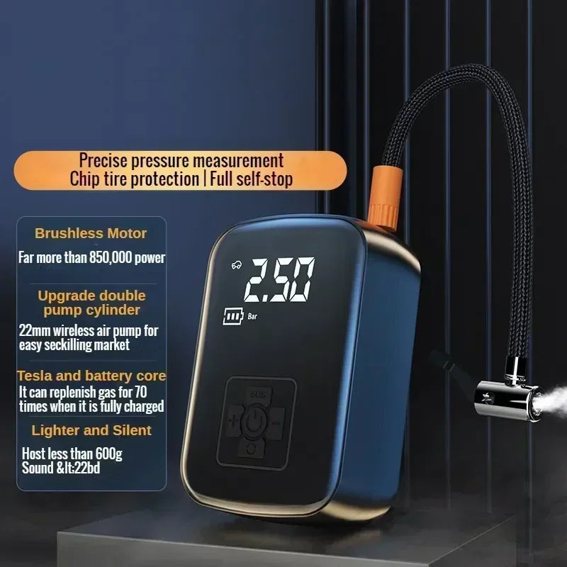 EAFC Portable Wireless Tyre Inflator | 30L/min Digital Air Compressor with Auto-Stop