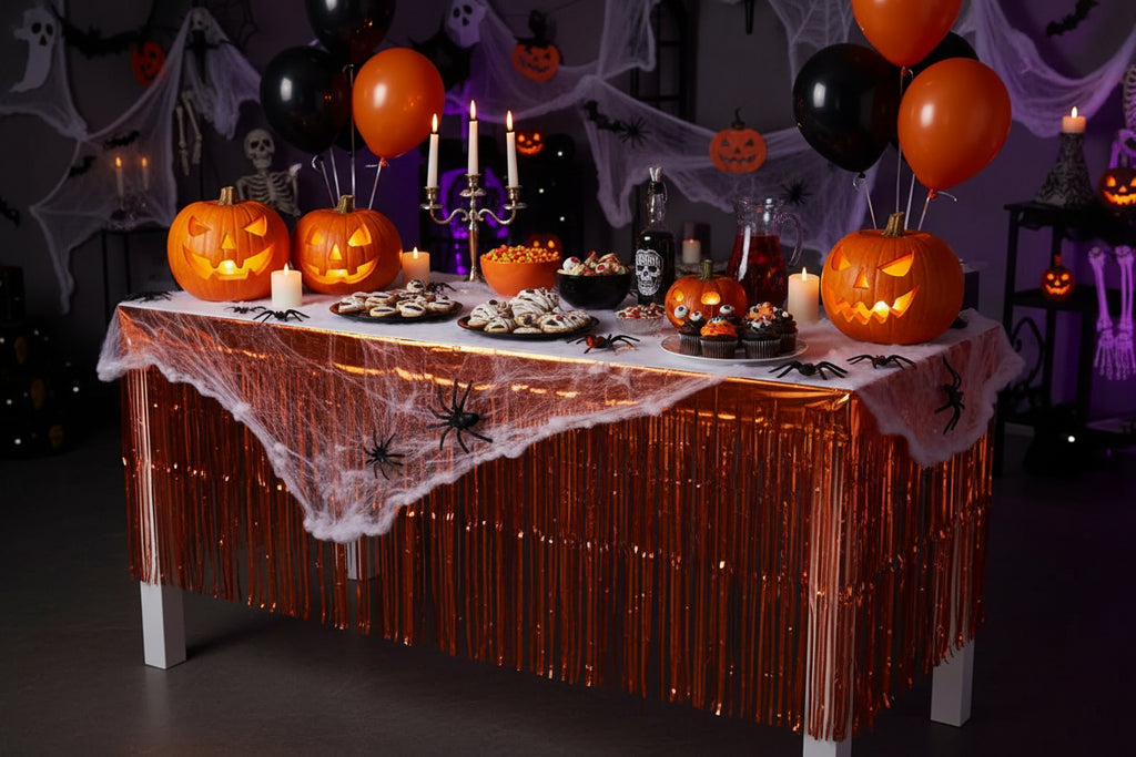 Metallic Foil Tinsel Fringe Table Skirt – 2-Pack, Party Decor