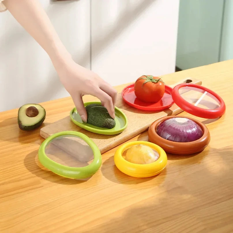 Round Fruit & Vegetable Fresh-Keeping Crisper Box | Avocado, Tomato, Lemon & Onion Keeper | 4 Colours