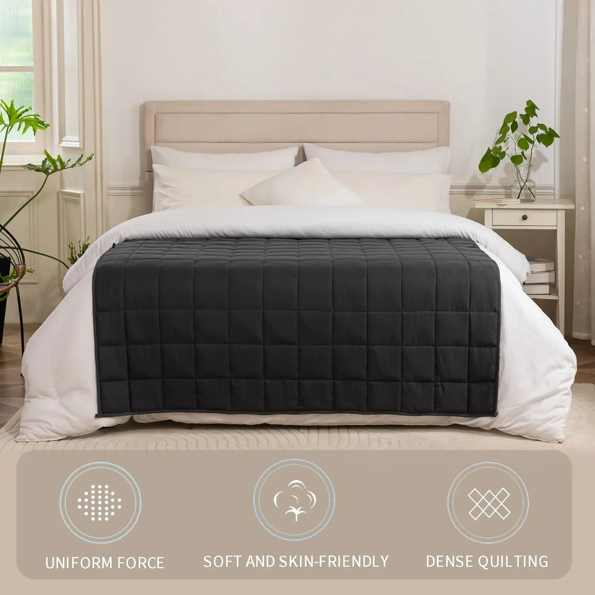 Good Nite Weighted Blanket – 4kg, 6kg & 8kg, Grey Microfibre, Adults